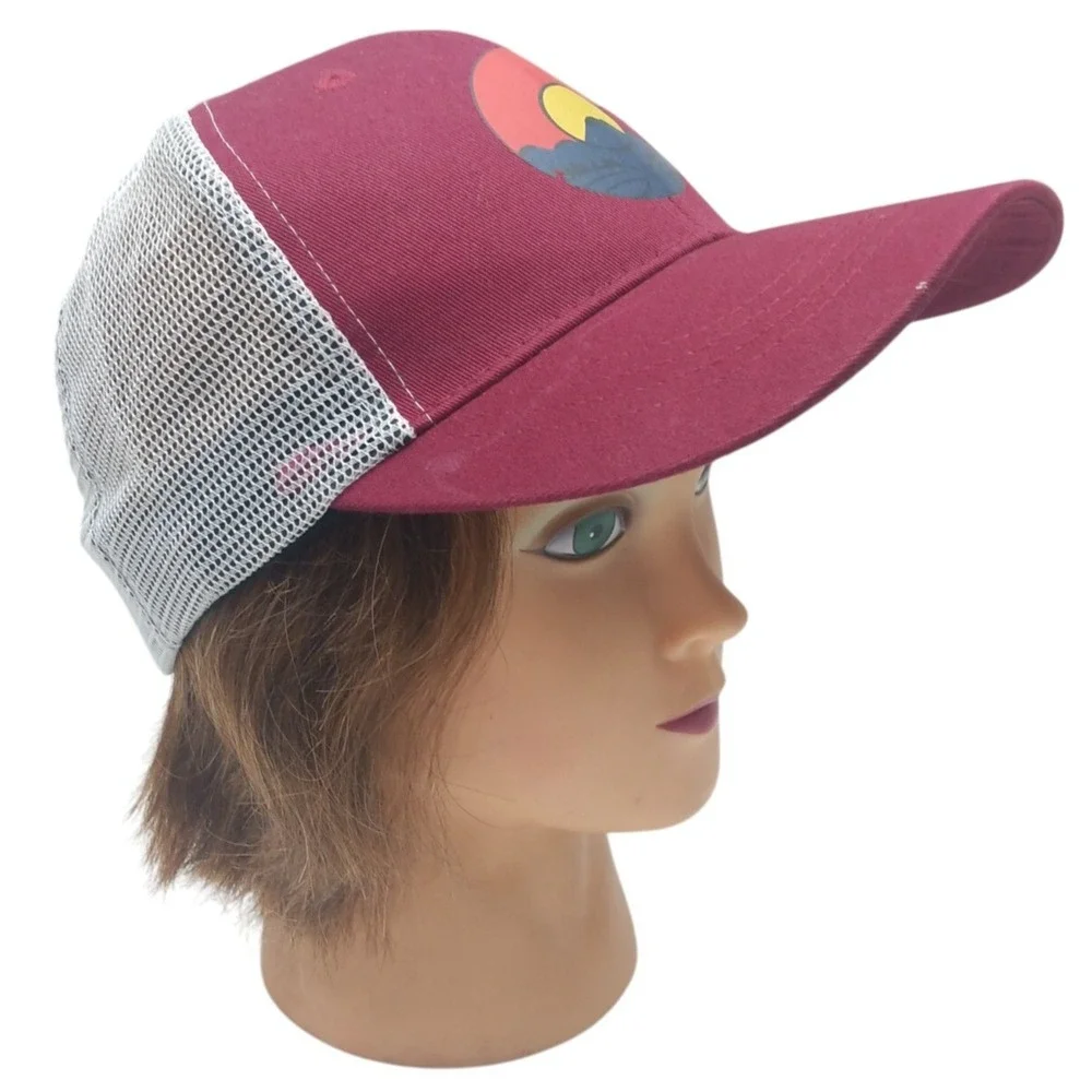 COLORADO Rocky Mountain Trucker Hat‎ Mesh Snap Back Burgundy Cap